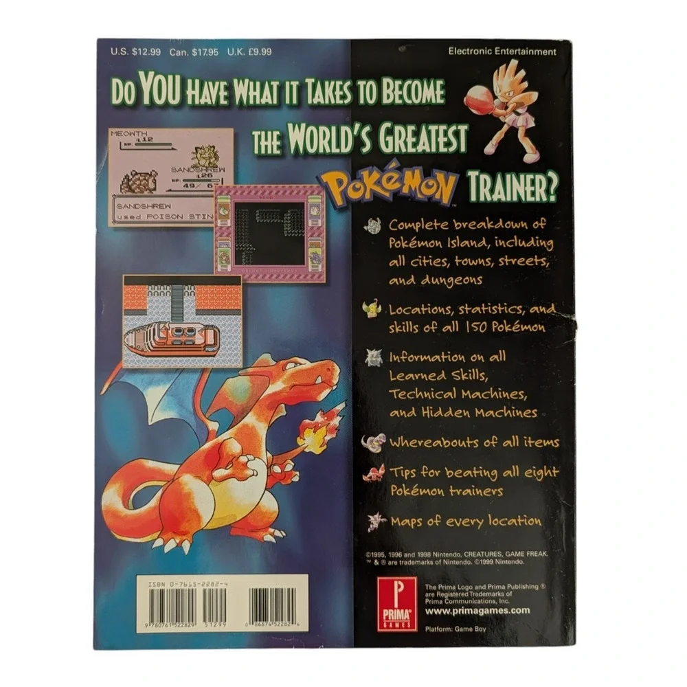 Pokemon Primas Official Strategy Guide Book Blue Cover 1999 Gameboy Blastoise